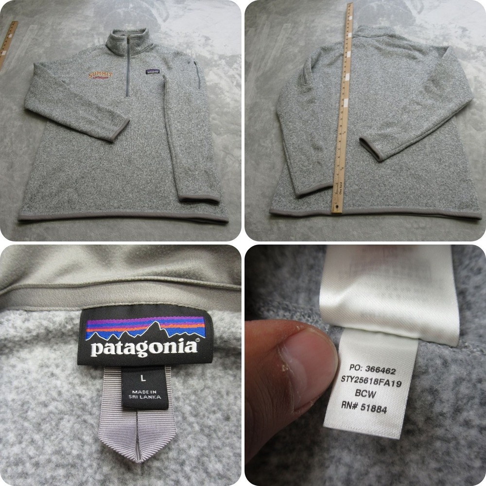 Patagonia Sweatshirt Womens Large Gray Better Sweater 1/4 Zip Pullover Logo‎